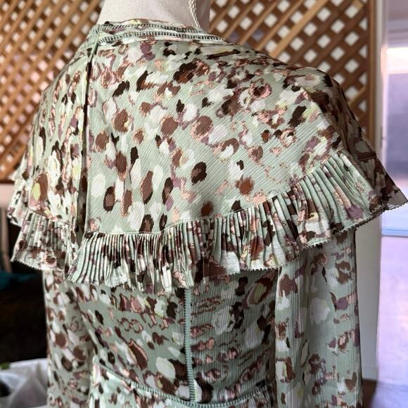 Ted Baker Orrsett Fit and Flare Mini ruffle cape Dress green US size 2 (size 0) - Picture 15 of 16